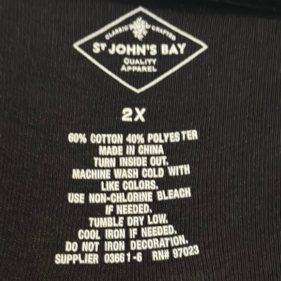 St. John's Bay Black Relaxed Blouse with V-Neckline - Picture 2 of 6